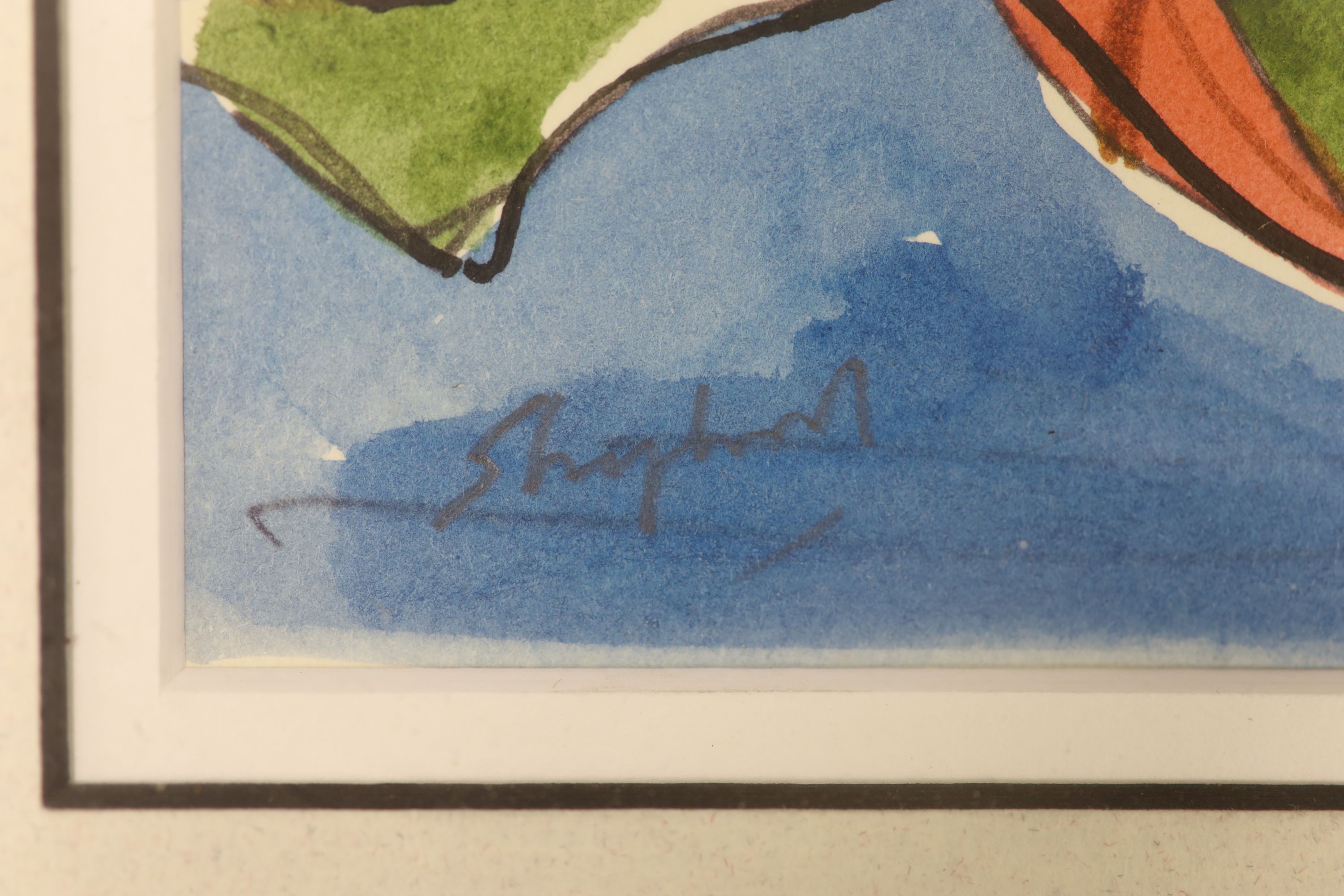 Sydney Horne Shepherd (1909-1993), ink and watercolour, Seated nude, signed, 15 x 13cm